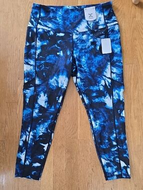XERSION BRAND WOMEN'S PLUS SIZE BLUE ATHLETIC LEGGINGS SIZE 0X